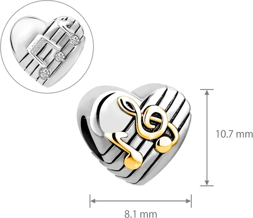 Vista 4 de Chili Jewelry Abalorio de nota musical en tono dorado compatible con pulseras Pandora