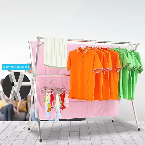 Vista 6 de Clothes Drying Rack - Stainless Steel Laundry Drying Rack with Extendable Rods, Lightweight Foldable Standing Clothes Dryer for Indoor, Outdoor