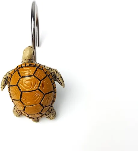 Vista 4 de Juego de 12 ganchos de resina para cortina de ducha de tortuga para baño, acero inoxidable, metal, caricatura, decorativo, colgador de baño