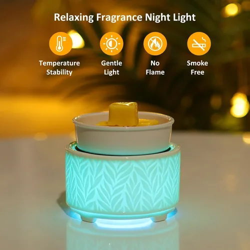 Vista 6 de EQUSUPRO Calentador de cera para derretir cera perfumada 3 en 1, calentador eléctrico de cera de cerámica, quemador, derretidor de cera de fragancia