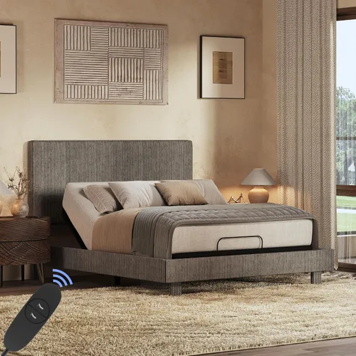Vista 13 de FLEXISPOT Cama ajustable todo en uno Queen con colchón de espuma viscoelástica de gel refrescante de 10 pulgadas, marco de cama tapizado