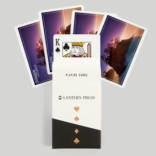 Vista 6 de Lantern Press Oregon Coast, Ocean Island Sunset (52 cartas de juego, baraja de cartas de tamaño póker con comodines)