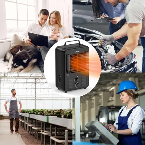 Vista 8 de Shinic Calentador Milkhouse de 1500 W, calentador utilitario Milkhouse con termostato ajustable, protección contra sobrecalentamiento y vuelco