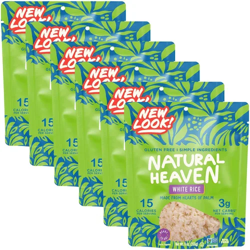 Vista 10 de Natural Heaven Hearts of Palm - Arroz blanco Sin gluten 0.14 oz de carbohidratos Alto en fibra Keto Paleo Vegano – Envasado al vacío