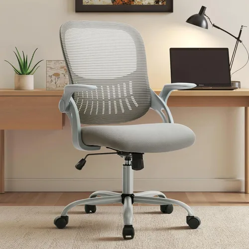 Vista 18 de Sweetcrispy Silla ejecutiva de gestión de oficina en casa, silla ergonómica de malla ajustable giratoria de escritorio para computadora con soporte