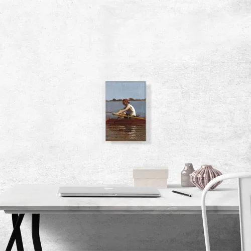 Vista 2 de ARTCANVAS John Biglin In a Single Scull 1874 Canvas Art Print Stretched Framed Painting Picture Poster Giclee Wall Decor by Thomas Eakins - 12" x 8