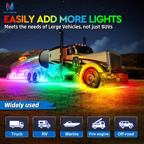 Vista 4 de MICTUNING C2 Max RGB+IC Chasing Color Rock Lights - 2 piezas (no incluye controlador)