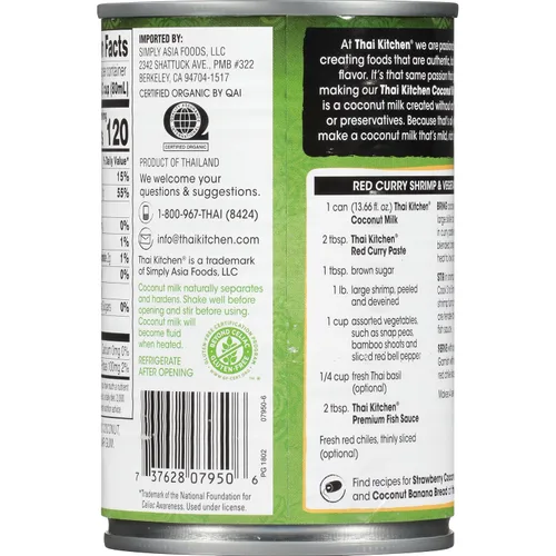 Vista 20 de Thai Kitchen Leche orgánica de coco sin azúcar, 13.66 fl oz
