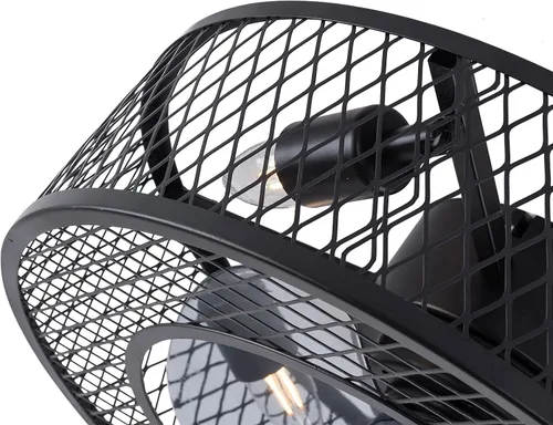 Vista 6 de OUKANING Ventilador de techo de granja con luces con control remoto, luz de jaula de metal industrial, ventiladores de techo de estilo rústico de 18