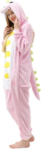 Vista 3 de Afoxsos Pijama de dinosaurio verde para mujer, disfraz de cosplay
