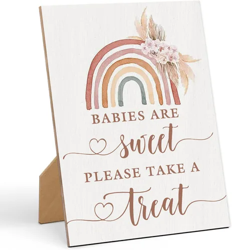 Vista 7 de Letrero decorativo de madera con texto en inglés «Here Comes The Sun», 8 x 11 pulgadas, decoración de mesa neutra de género para decoración de baby