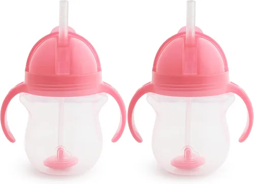 Vista 11 de Munchkin Any Angle Vaso Sippy para Niños Pequeños, Vaso con Pajita Lastrada a Prueba de Derrames con Asas de Transición para Bebés de 6 Meses en Azul