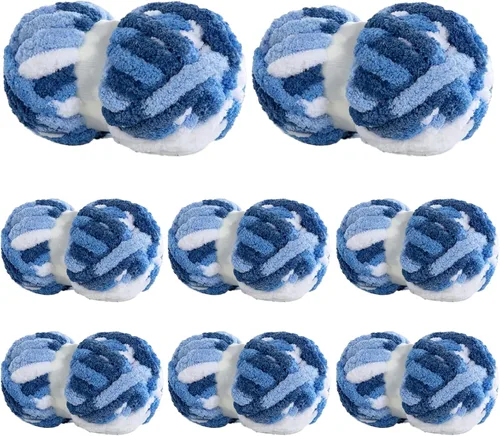 Vista 9 de BALAPET Hilo Chenille Grueso para Tejer y Hacer Ganchillo, Juego de Hilo Suave y Esponjoso para Tejer, Hilo Multicolor Suave para Tejer Mantas a