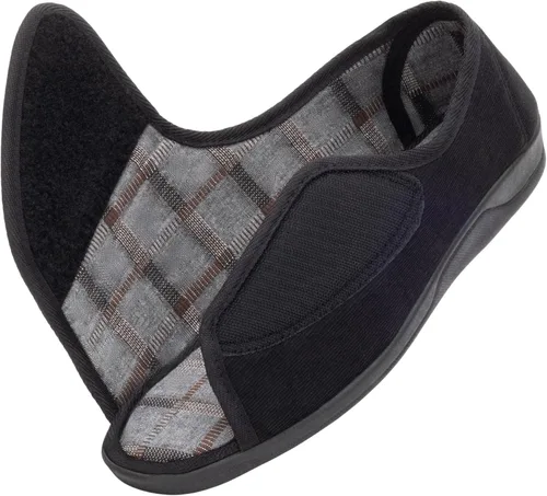 Vista 11 de Pantuflas para diabéticos con punta abierta para hombres, extra anchas, espuma viscoelástica, puntera abierta, antideslizantes, para personas