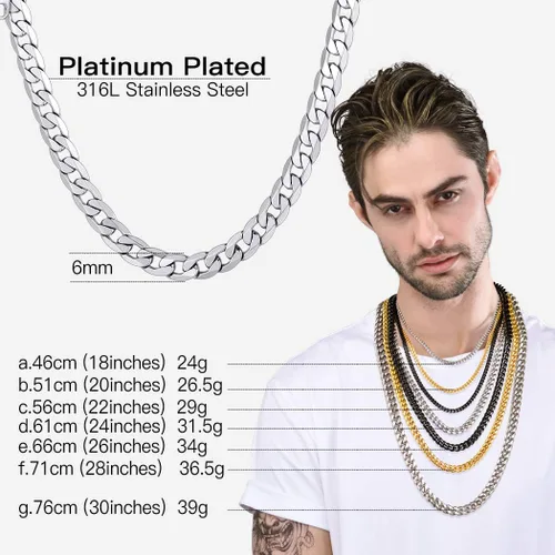 Vista 7 de Suplight Cuban Link Chain for Men Women, 18K GoldBlack Plated q316L Miami Cuban Chain Stainless Steel Chains Mens Necklaces 4MM 6MM 9MM 18" 20" 22