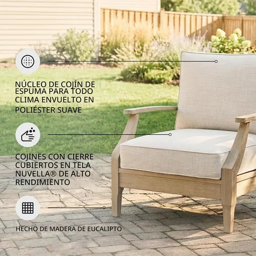 Vista 5 de Signature Design by Ashley Clare View - Silla de salón para exteriores, cojín de espuma para todo tipo de clima, acabado protector, madera