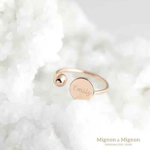 Vista 2 de MignonandMignon Personalized Custom Name Initial Disc Ring Gift For Her Mother's Day Gift - ROCB