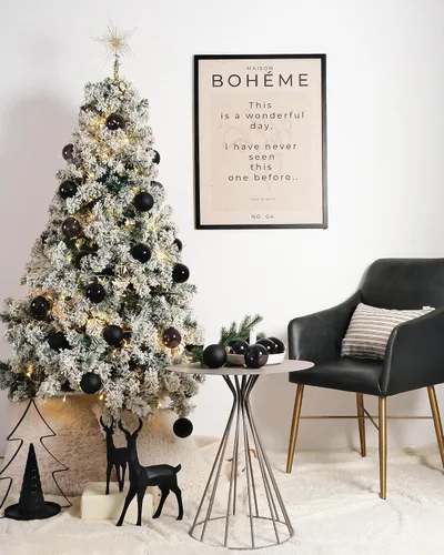 Vista 2 de DN DECONATION Adornos de Navidad de cristal negro, bolas de Navidad colgantes de 3.15 pulgadas para decoración del árbol de Navidad, juego de 9