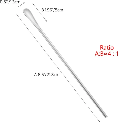 Vista 2 de Cuchara agitadora de café de 8.5 pulgadas/8.6 in, acero inoxidable plateado 304#, palitos de café redondos, sólidos y de mango largo, para cóctel
