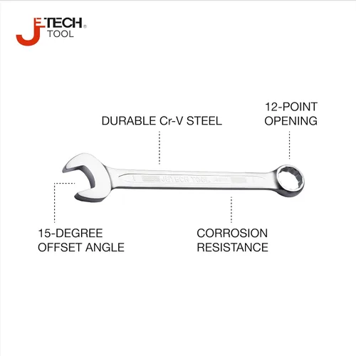 Vista 2 de Jetech Llave combinada de 1 pulgada - Llave ajustable de grado industrial con diseño de 12 puntas, desviación de 15 grados, fabricada con acero