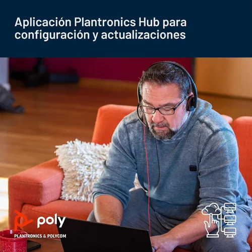 Vista 6 de Plantronics Blackwire C3220 - Auriculares estéreo con conexión USB-C, cancelación de ruido, protector de sonido y brazo flexible para micrófono