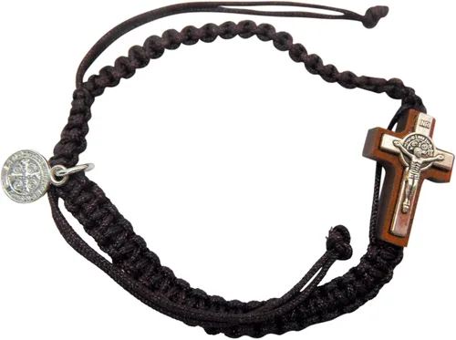 Vista 4 de Westmon Works Pulsera de San Benito macramé ajustable de moda católica accesorio de joyería incluye tarjeta sagrada, Algodón, Sin gemas.