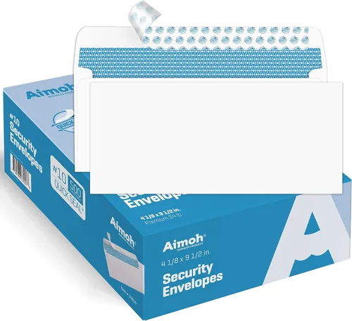 Vista 11 de Aimoh 100 sobres personalizados con adhesivo de seguridad #10 - Personalizados con logo y dirección Tamaño carta 4⅛ x 9½, blancos, 24LB, 100