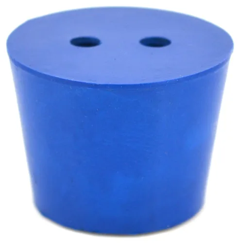 Vista 2 de EISCO Paquete de 10 tapones de neopreno, 2 agujeros – ASTM – Tamaño #0.256-1.063 in parte inferior, 1.339 in superior, 0.984 in Longitud – Adecuado