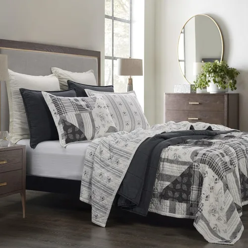 Vista 17 de Paseo Road Abbie - Juego de edredón de 2 piezas con funda de almohada, color gris, tamaño individual, juego de ropa de cama reversible ligero