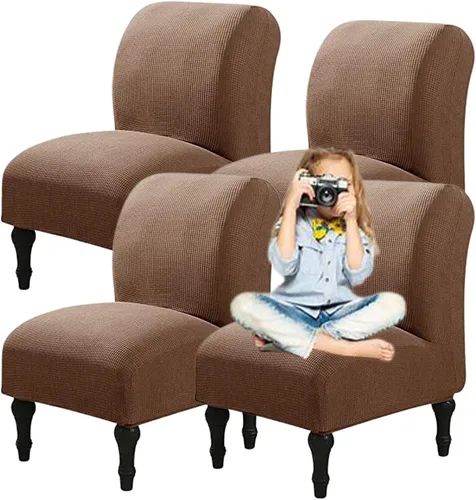 Vista 45 de Fundas elásticas para silla sin brazos, extraíbles y lavables, de elastano jacquard sin reposabrazos, protector de muebles para sala de estar, Verde
