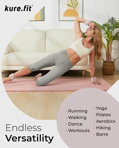 Vista 3 de Peso para Pilates Pesas ajustables para muñeca y tobillo para mujeres Brazaletes con peso 1 libra/ 2 libras cada una (Juego de 2) Juego de 2