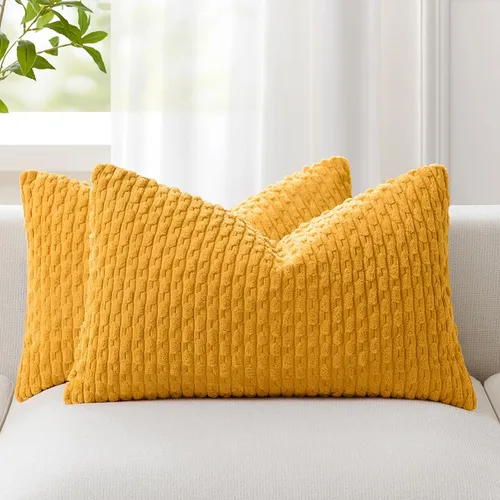 Vista 106 de Kevin Textile - Juego de 2 fundas de almohada de pana suave de 16 x 16 pulgadas, color verde aguamarina Fundas de almohada decorativas de pana