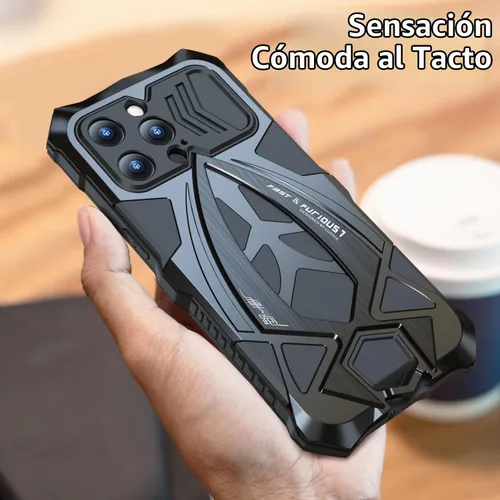 Vista 5 de Lunivop - Carcasa metálica resistente para iPhone 15 Pro Max, color negro Protection Rugged Screw Full Body Military Grade Bumper Rubber with Hard