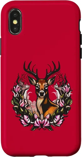 Vista 4 de Arkansas Deer with Antlers and Apple Blossom Tattoo Art Case for iPhone 17