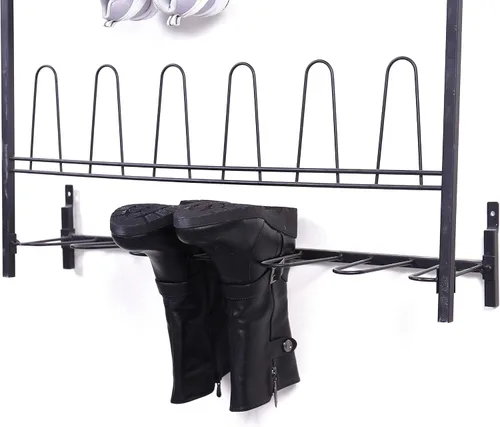 Vista 3 de MyGift Soporte organizador de almacenamiento de zapatos de entrada de metal negro de 18 pares y estante de zapatos de 36 ganchos montado en la pared