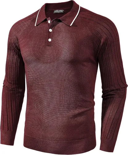 Vista 5 de PJ PAUL JONES Men's Pullover Sweater Casual Raglan Sleeves Knit Polo Sweater