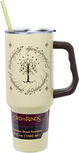 Vista 26 de Silver Buffalo Marvel Avengers - Vaso de acero inoxidable con asa, popote y tapa de pajilla, diseño de Iron Man, Capitán América, Blue Beetle, Thor
