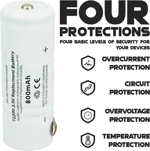 Vista 3 de Repuesto para batería Welch Allyn 72200, batería recargable de níquel cadmio de 3.5 V 800 mAh, compatible con manijas de alimentación 60835, 71000