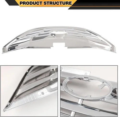 Vista 6 de CNNELL Parrilla delantera montaje cromo ABS plástico compatible con Hyundai Sonata 2011 2012 2013 HY1200154 863503S100