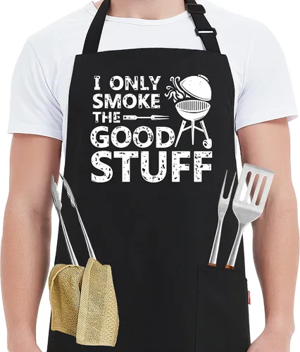 Vista 10 de Kaidouma Delantales Divertidos para Hombres y Mujeres Chef - Delantal Unisex Divertido de Cocina, Parrilla, Barbacoa con 2 Bolsillos - Regalos
