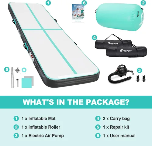Vista 7 de Inflatable Air Gymnastics Mat 4 inches Thickness and Air Roller 40x23.6 inches with Electric Air Pump 10ft/13ft Training Mats for Home Use