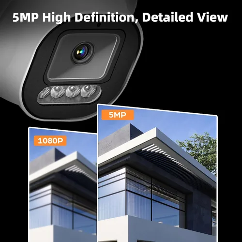 Vista 2 de TIGERSECU Cámara de seguridad domo gran angular de 5 MP para TVI, CVI, AHD, CVBS DVR, resistente a la intemperie para uso en interiores