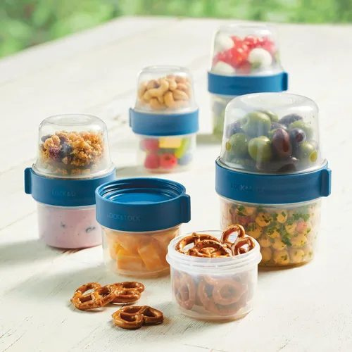 Vista 4 de LOCK & LOCK LocknLock Easy Essentials Twist - Recipiente de almacenamiento de alimentos de dos vías, sin BPA y apto para lavavajillas, juego de 10
