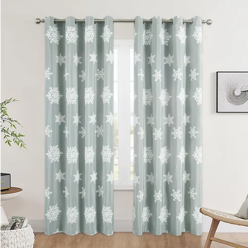 Vista 32 de VOGOL - Cortinas con ojales bordadas con patrón floral elegante de lino sintético, 2 paneles, 60% opacas con aislamiento térmico, cortinas pesadas