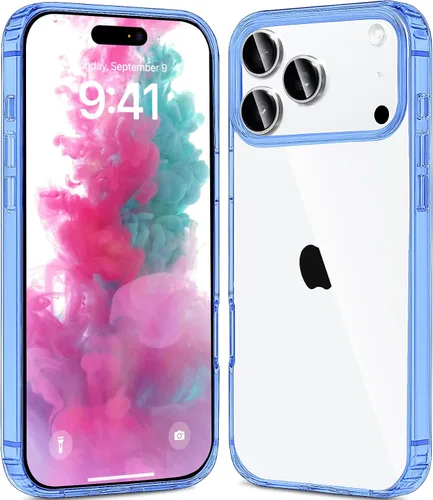 Vista 9 de JJGoo - Funda compatible con iPhone 17 Pro, funda transparente a prueba de golpes, funda protectora delgada con parte trasera de policarbonato duro