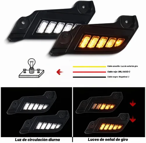 Vista 3 de Switchback - Luz marcadora lateral delantera blanca/ámbar para faro, lámpara de circulación diurna con función de señal de giro intermitente