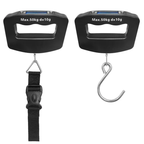 Vista 2 de AFUNTA Báscula de equipaje de 110.2 lbs y 0.35 oz, 2 básculas de equipaje digitales de mano para maletas, báscula digital electrónica para colgar