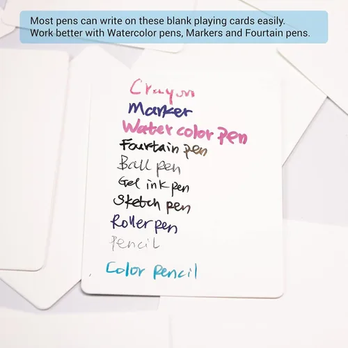 Vista 4 de IMAGAME Naipes blancos en blanco, 180 unidades, tamaño de póquer, perfectas para tarjetas flash de bricolaje, crea tu propio juego, estudia