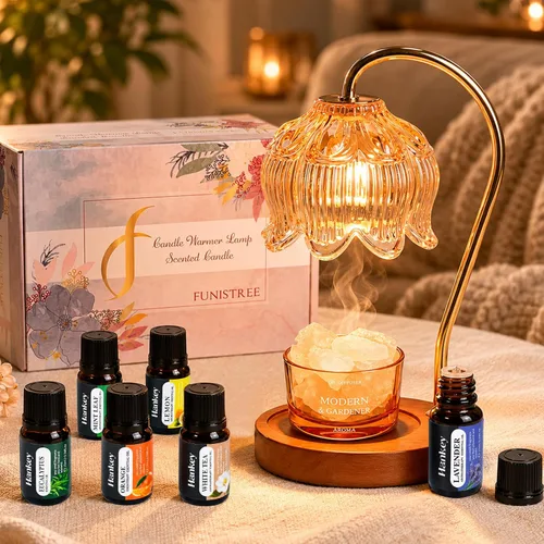 Vista 29 de Funistree Paquete de 2 lámparas calentadoras de velas de flores, lámpara de vela con temporizador, regalos de cumpleaños de Navidad para mujeres