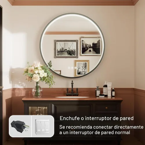 Vista 8 de Espejo de baño LED Bluetooth de 20 pulgadas con antivaho